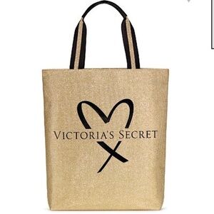 NEW Victoria's Secret Fashion Show Tote Gold Shimmer Glitter ⚡️Sparkling⚡️NWT *~
